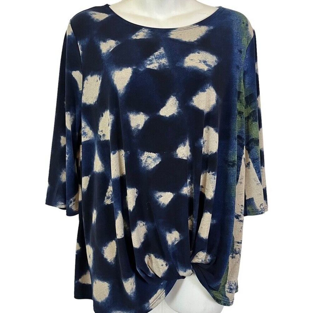 Ciara Sun Woo Womens Jersey Knit Pullover Navy Blue Side Knot Top Shirt sz S